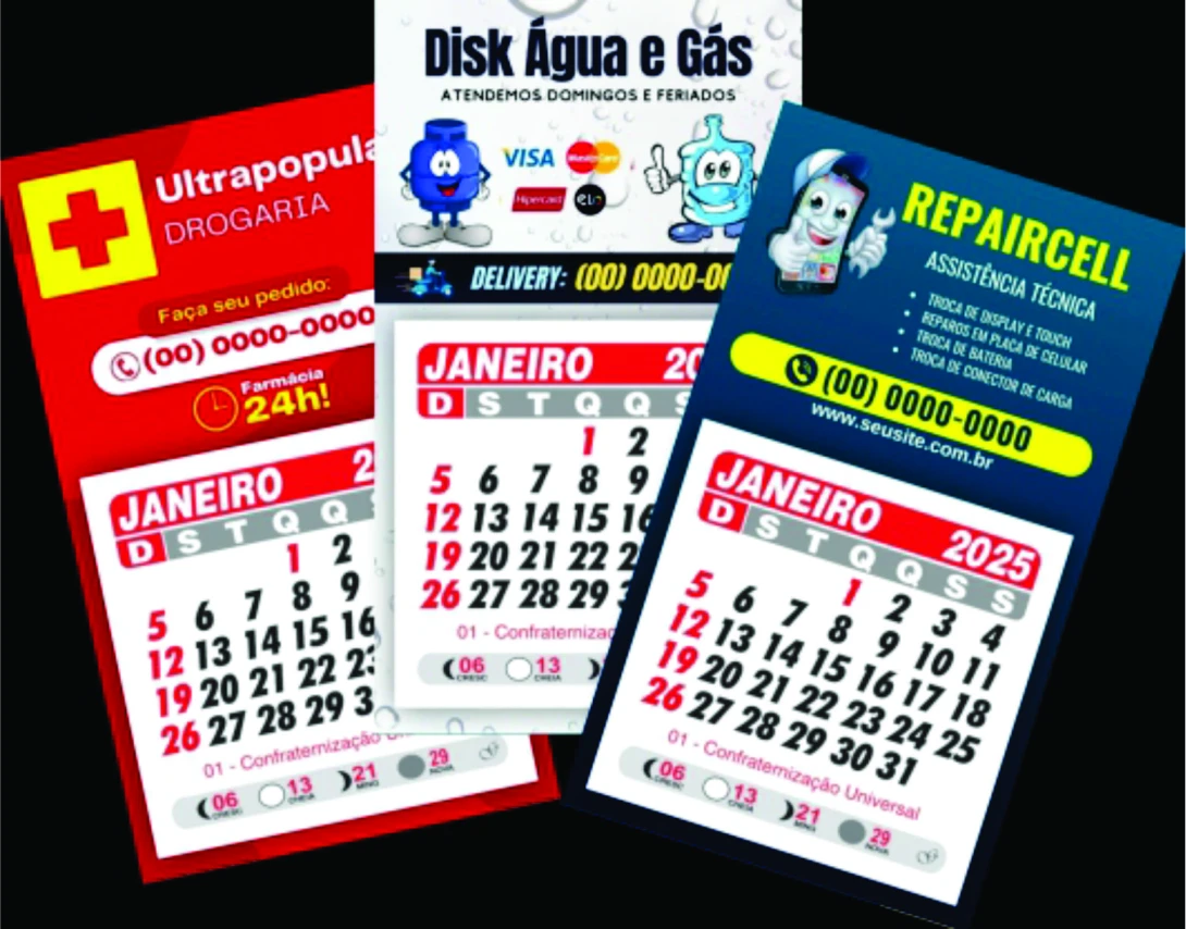 CALENDÁRIO FOLHINHAS COM IMÃ