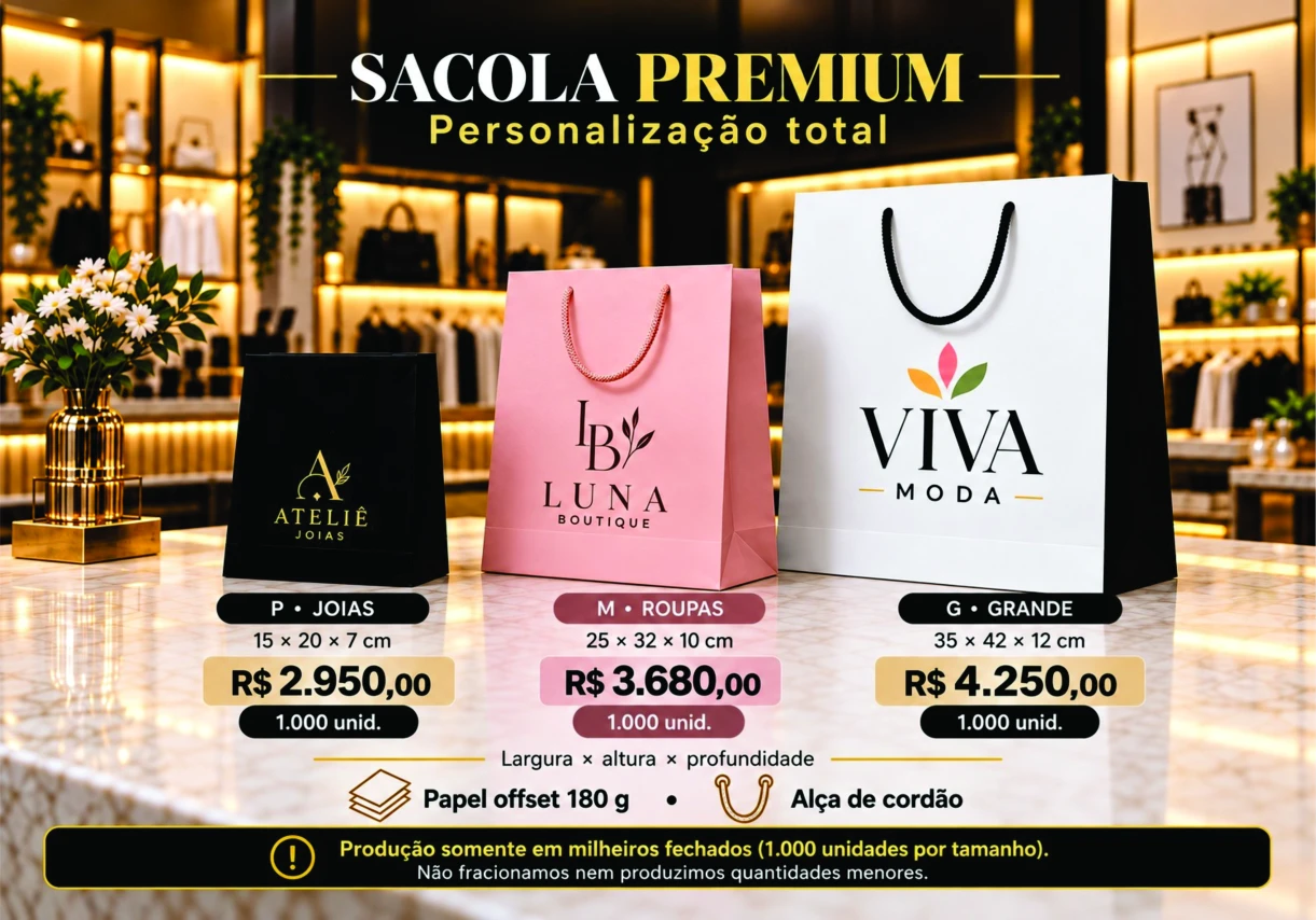 SACOLA PREMIUM - PERSONALIZAÇÃO TOTAL